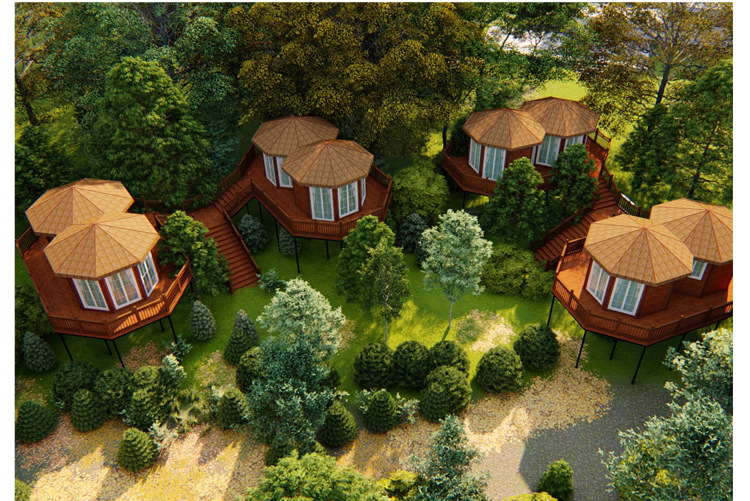 旅游休闲度假木屋 八角客栈木屋 防腐成品木屋量身定制