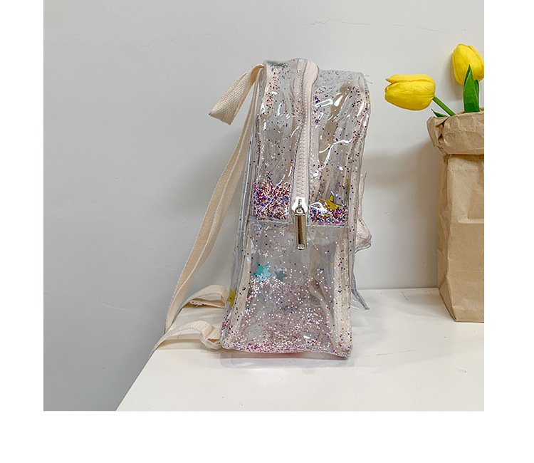 书包女韩版少女星星流沙女童双肩背包亮片透明果冻包迷你卡通包潮