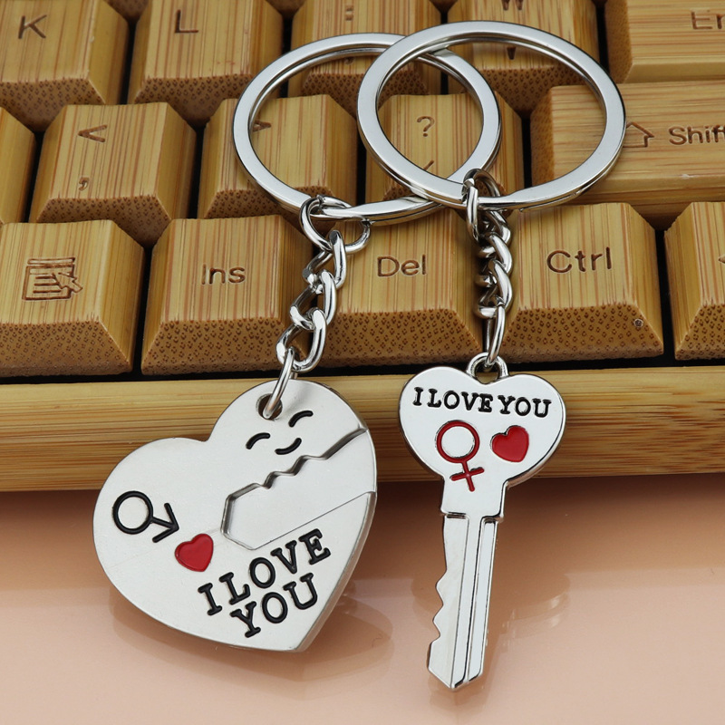 Creative Hot Wedding I Love You Secretly Love You Heart-Shaped Couple Keychain Gift Pendant Car Key Ring