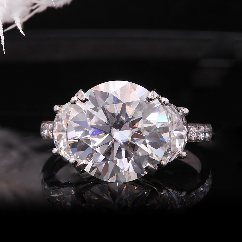 豪华钻戒5克拉进口d色vvs莫桑钻铂金18k金定制结婚订婚戒指女