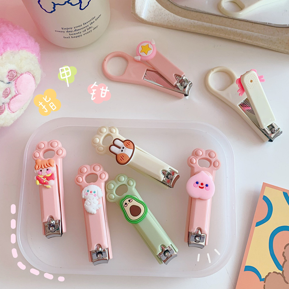 mini cute nail clippers household anti-splash nail clippers single cartoon creative folding nail scissors nail repair