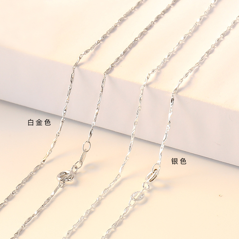 Korean Jewelry Melon Seeds Chain Simple Necklace Women's Ingot Starry Single Chain Clavicle Ornament Bare Chain Wholesale