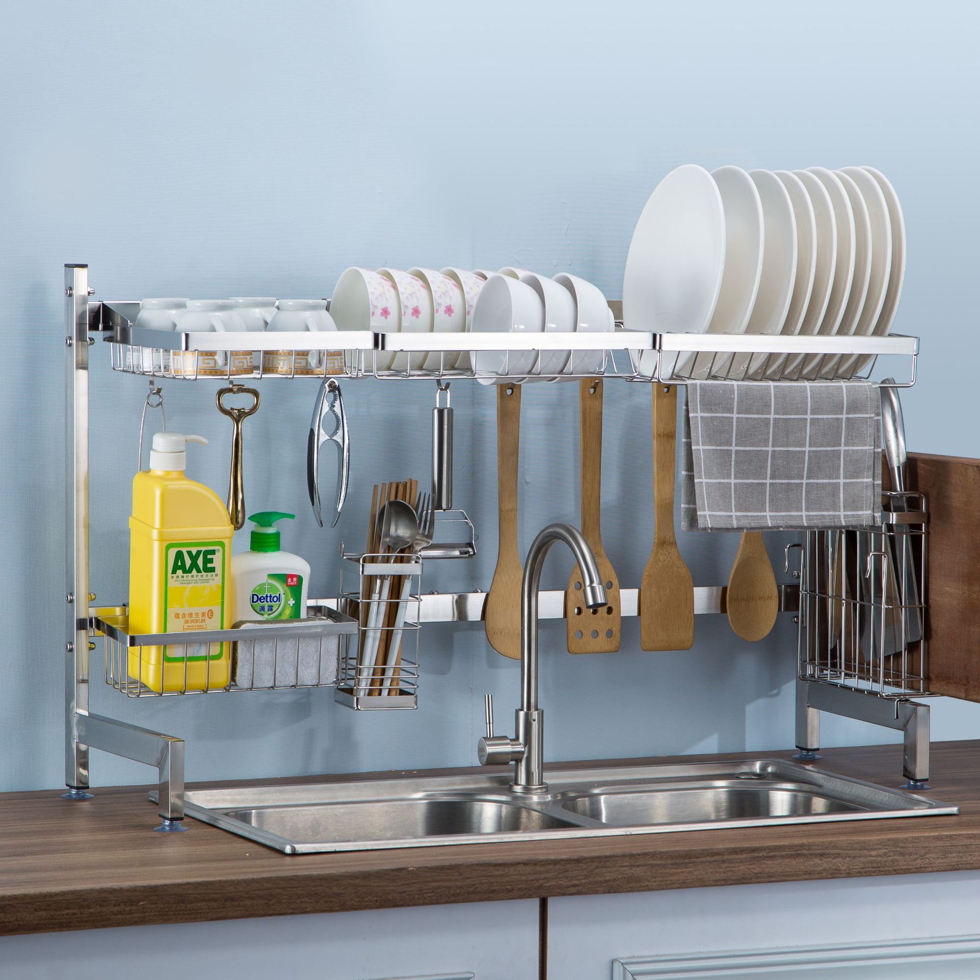 不锈钢折叠碗架水槽沥水架碗碟架沥水篮 厨房用品收纳置物架