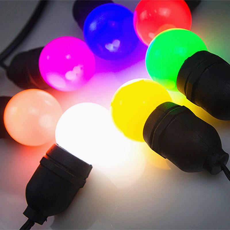 跑马彩色球泡 七彩led灯泡 节日装饰灯泡 户外防水灯泡灯头灯串线