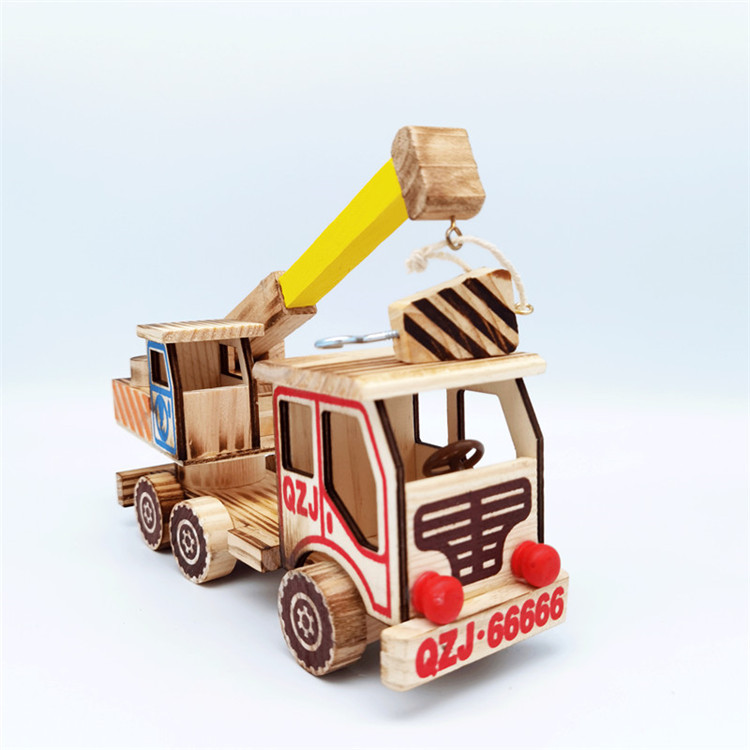 厂家直销木质起重机吊车儿童玩具车模型景区庙会热卖工艺品批发
