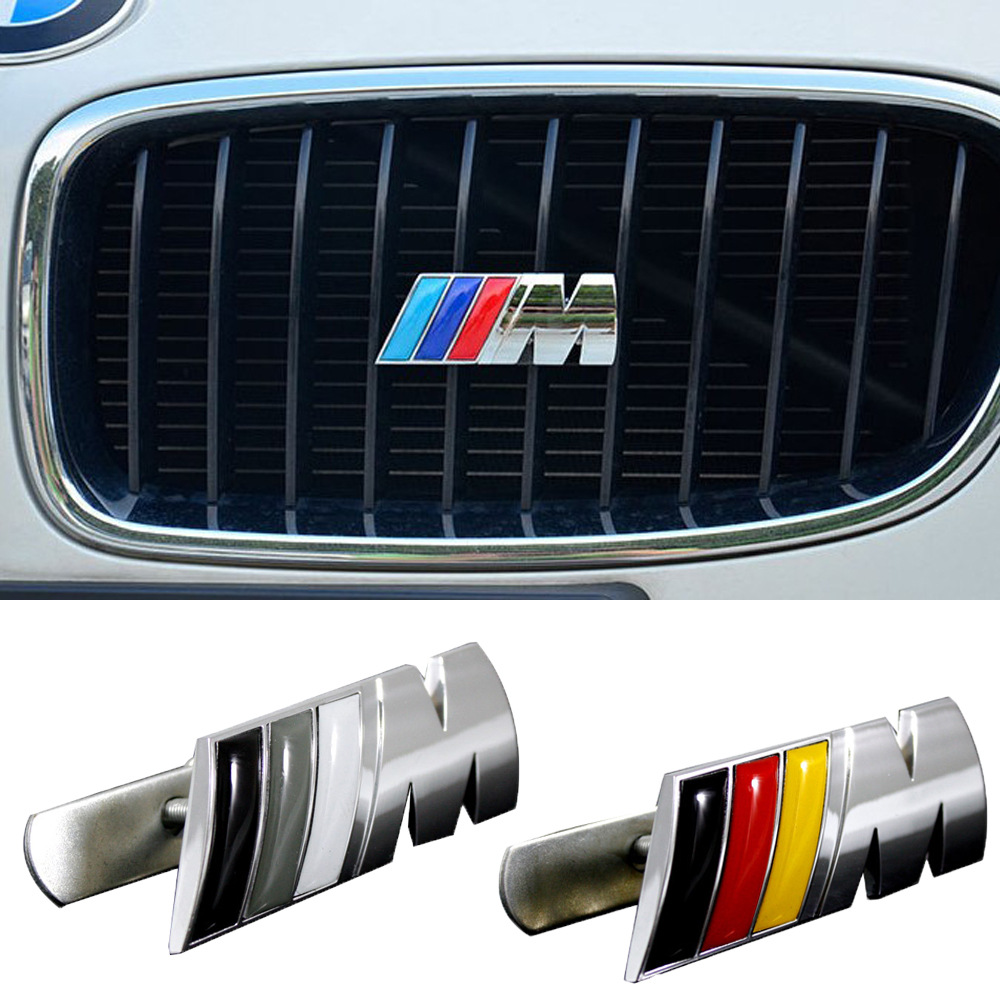 适用于宝/马汽车改装用品三色m中网装饰金属车标滴胶工艺多色可选