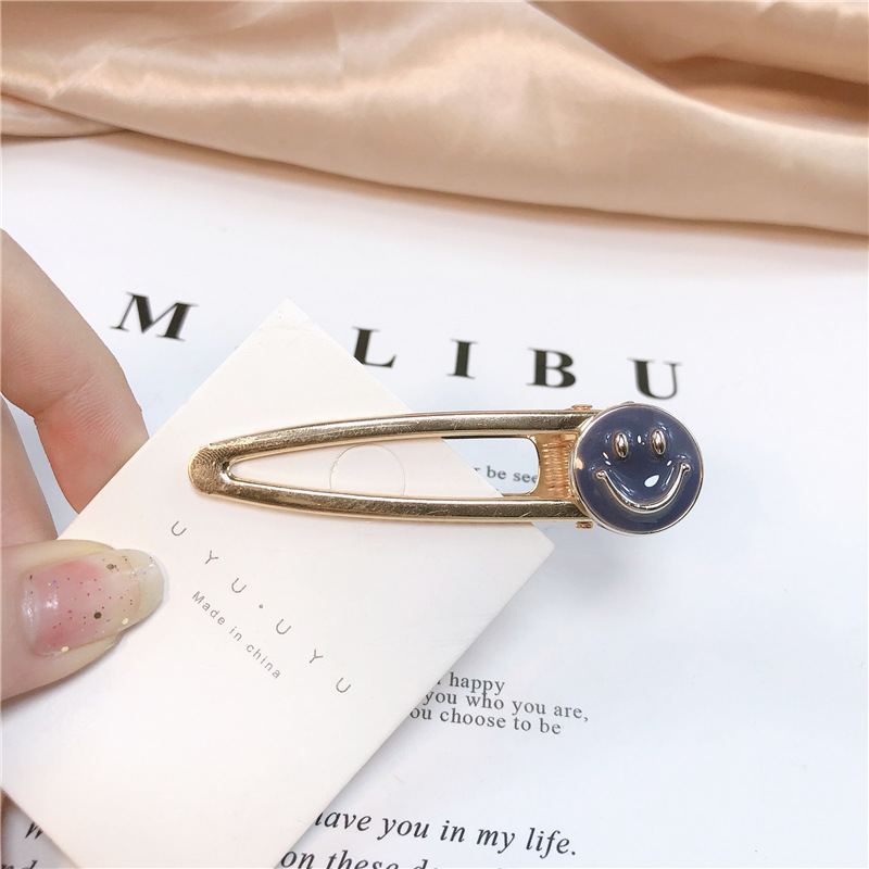 Korean Dongdaemun Smiley Face Barrettes Women's Metal Duckbill Clip Bang Clip Online Influencer Headdress Girl's Clip BB Side Clip