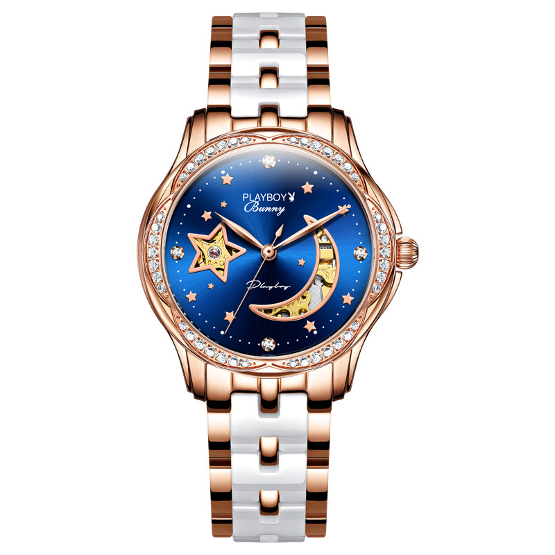 一件代发playboy花花公子品牌手表全自动机械表防水手表女士女表