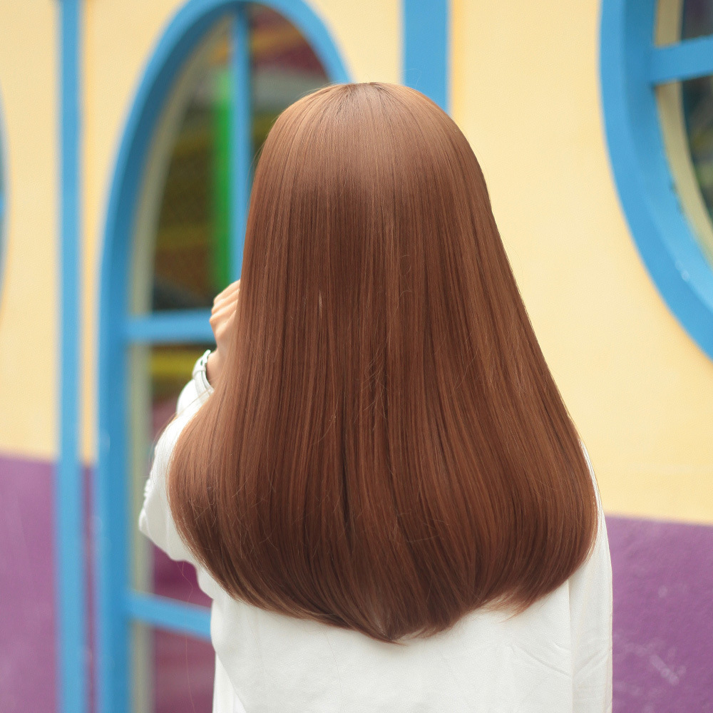 热销韩系时尚女假发中长发逼真气质修脸亚麻黄个性发型假发全头套