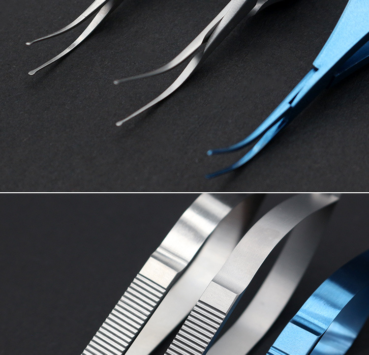 晶体植入镊不锈钢鸭嘴镊眼科显微器械软性哈夫式两片式圆头晶体镊