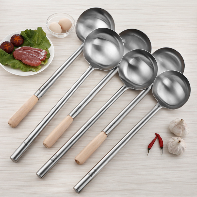 304不锈钢炒勺厨师勺专用炒菜勺子家用长柄汤勺饭店商用马勺大号