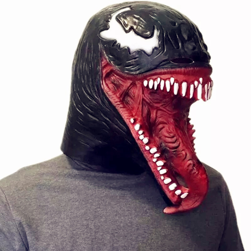 新款全红毒液蜘蛛侠cosplay 复仇者联盟毒液乳胶面具电影人物头套