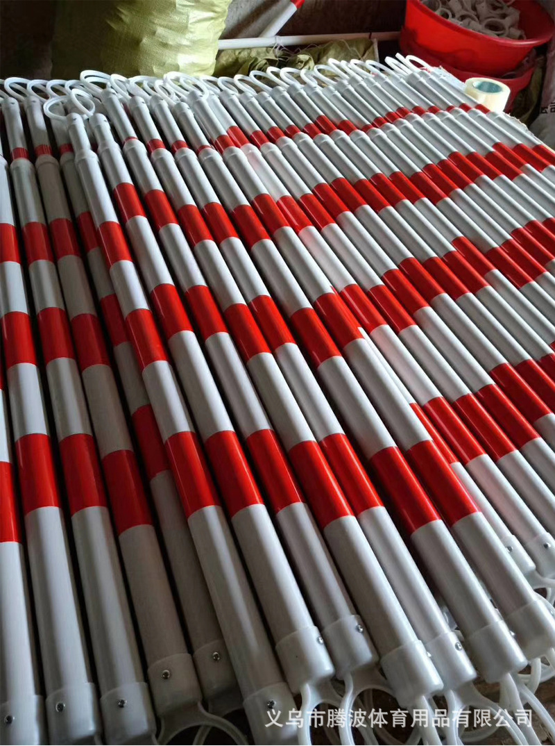 红白可调节伸缩连接杆pvc塑料套杆训练护栏修公路反光警示标志杆