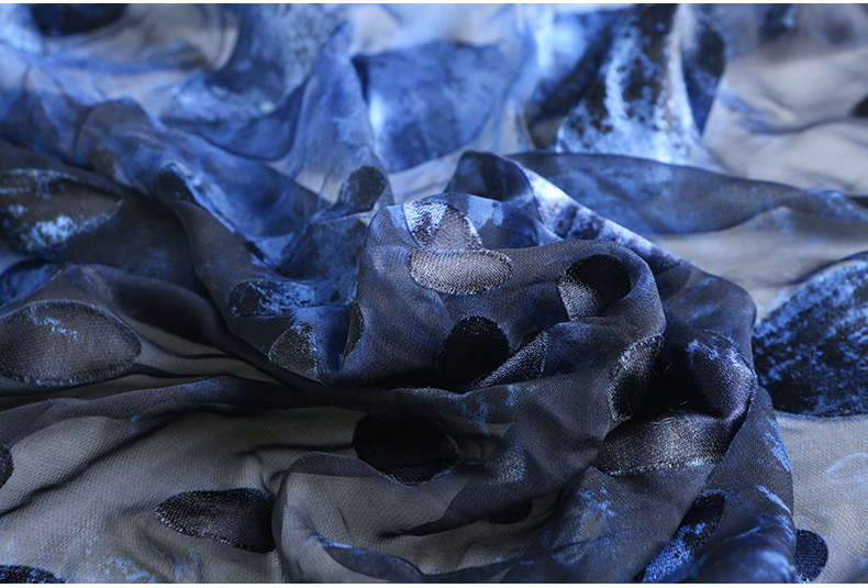 2020新款三合一绡烂花印花面料 真丝烧花印花素色服装家纺面料