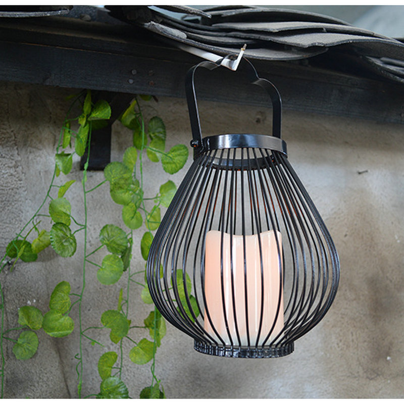 屋檐边铁艺灯笼太阳能仿古钨丝悬挂灯具简约创意照明装饰灯