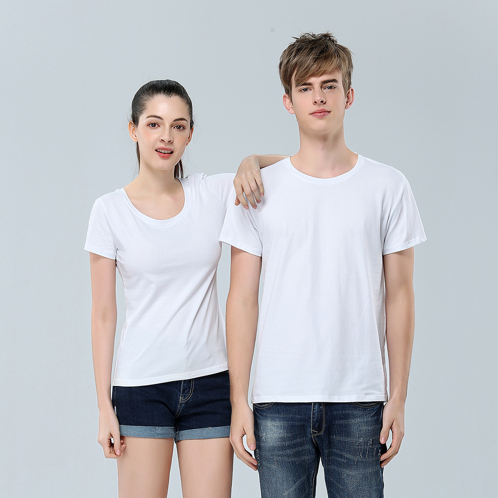 短袖t恤定制 纯白亲子装情侣装儿童节活动服班服定制logo