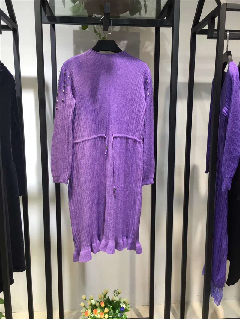 芭依璐2020新款韩版宽松针织过膝连衣裙中长款打底毛衣裙长袖女装