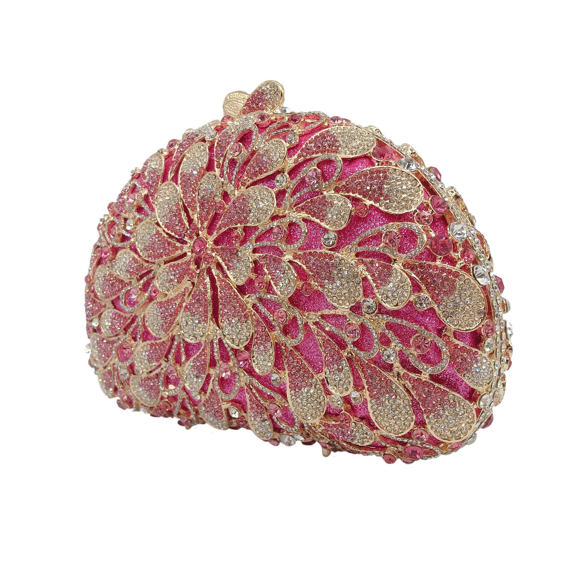 跨境速卖通水钻包缕空金属镶钻晚宴包外贸女士宴会礼服满钻手拿包