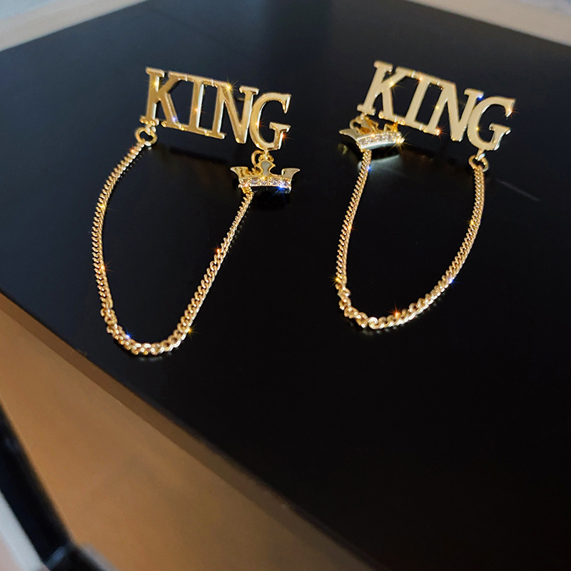 字母king流苏耳环女2020新款潮网红高级感耳坠韩国耳饰潮s925银针