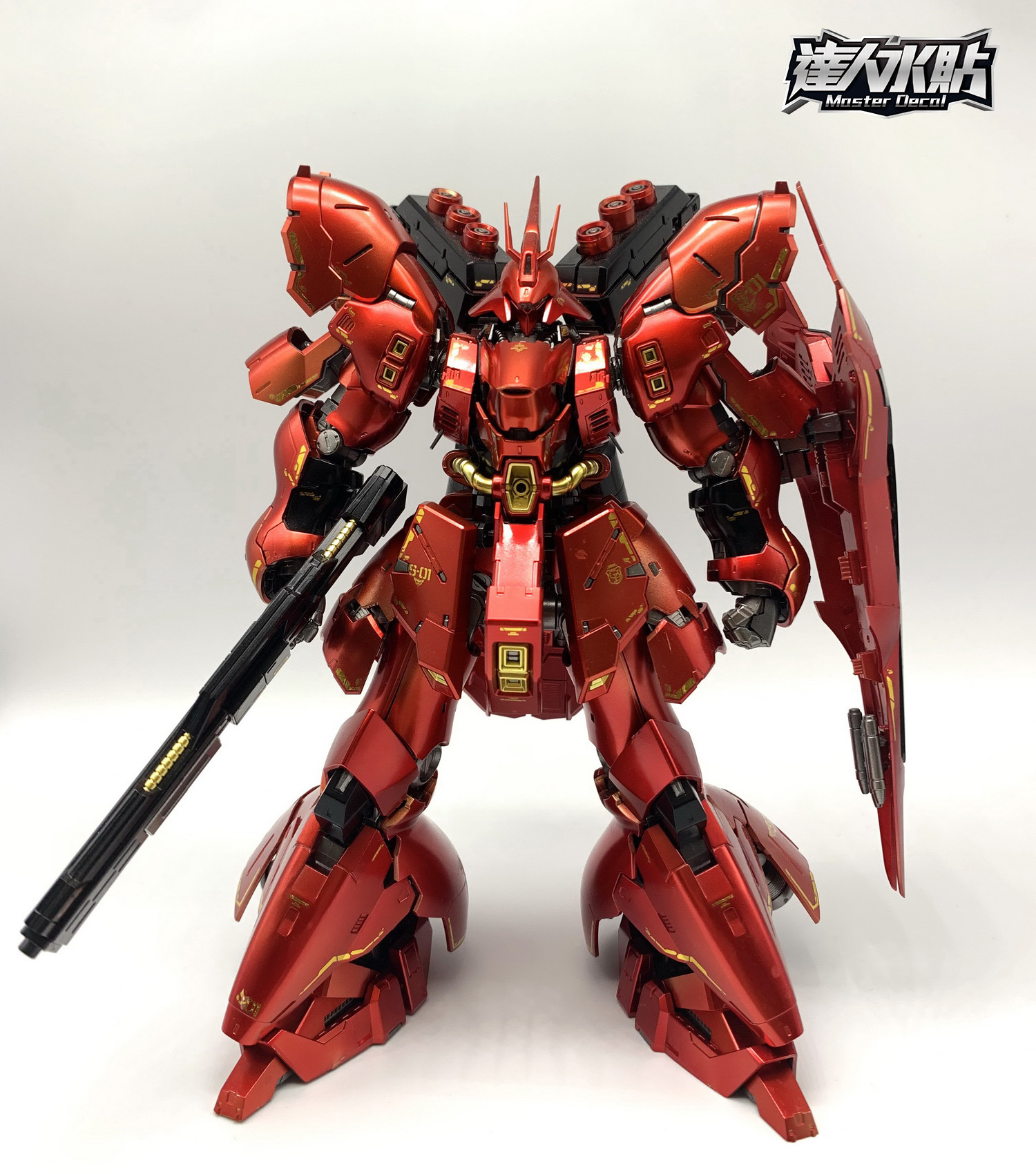 大林rg 1/144 msn-04 沙扎比高达模型sazabi电镀烫金色专用水贴纸