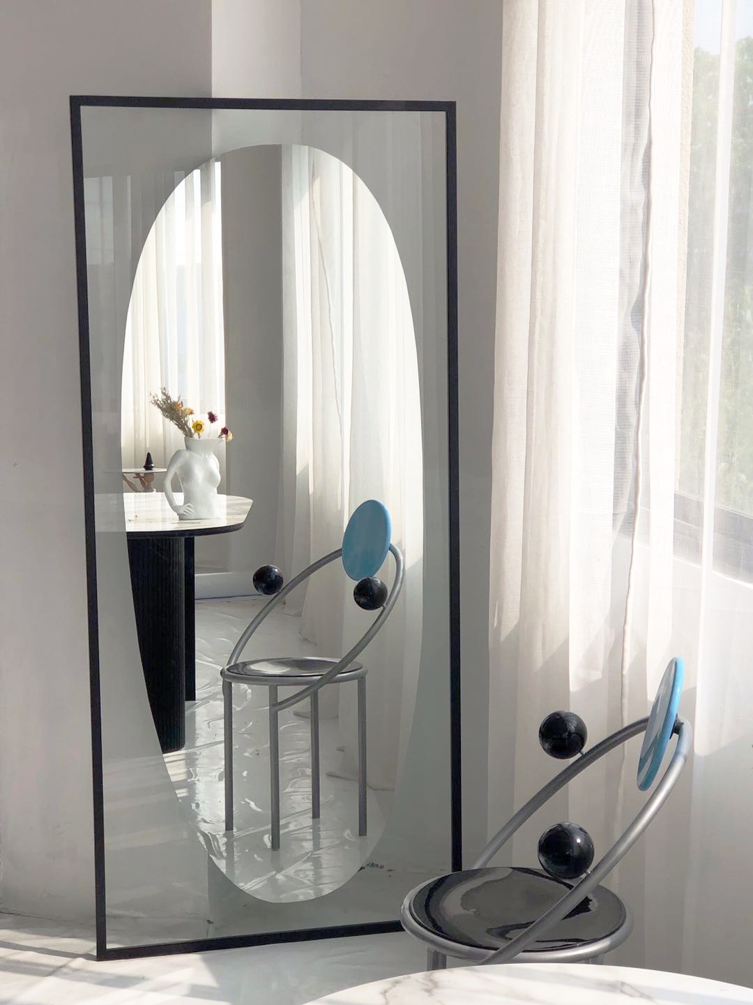 设计师推荐艺术落地镜网红全身镜穿衣镜北欧艺术装置壁挂镜子