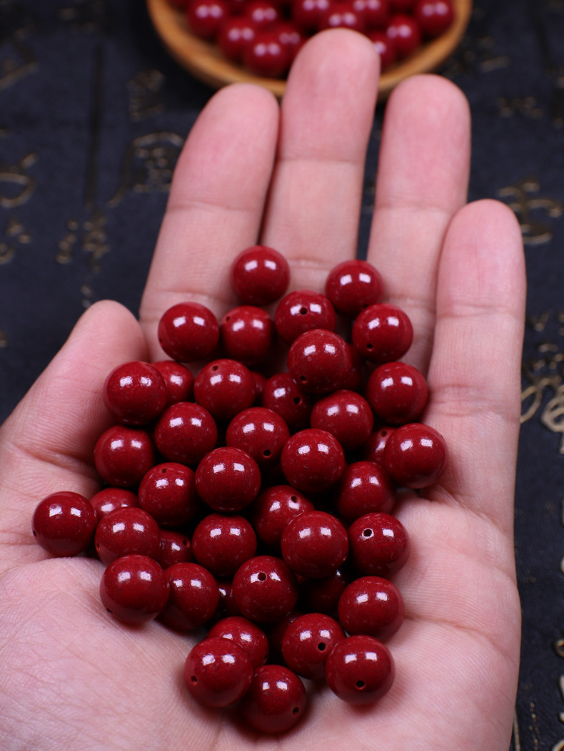 批发天然朱砂原矿朱砂紫金砂圆珠散珠高含量紫砂手链diy佛珠配珠