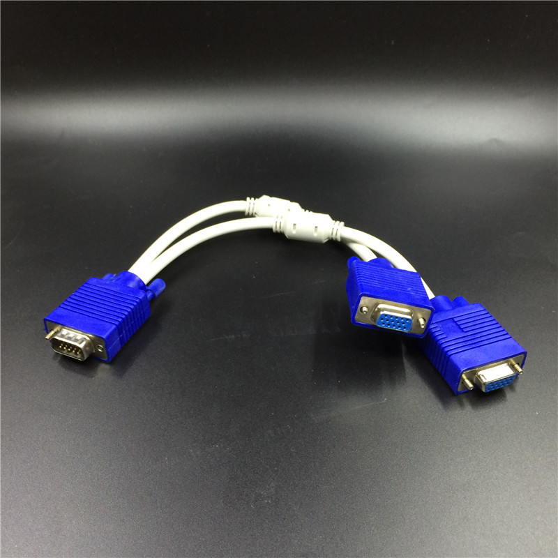 vga分配器一进二出3 6分屏线台式机电脑连接两台显示器电视分频线