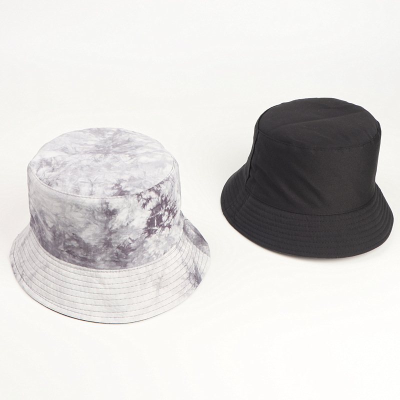 European and American New Ink Painting Bucket Hat Men's and Women's Korean National Style Trendy Tie-Dyed Double-Sided Wear Bucket Hat Sun Hat