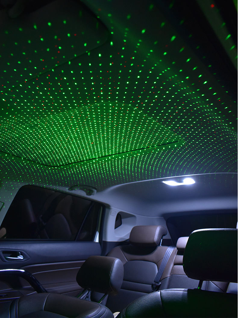 新款汽车车顶星空灯呼吸闪烁声控满天星车灯旋转双色车载星空灯