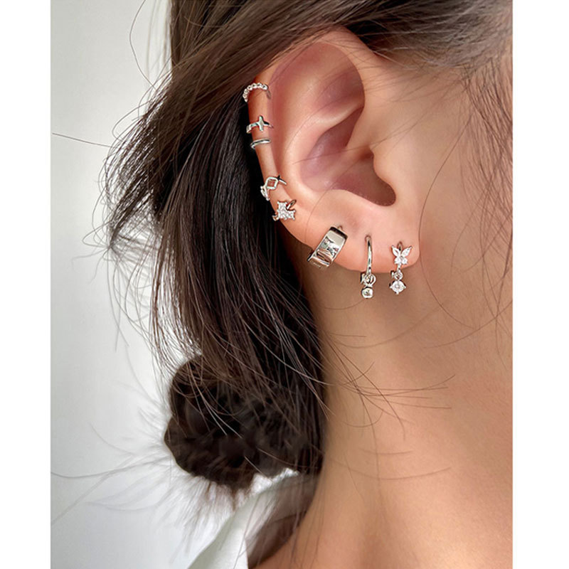 雍程s925纯银潮耳环韩国气质网红耳骨环耳骨钉女纯银耳骨耳扣耳圈