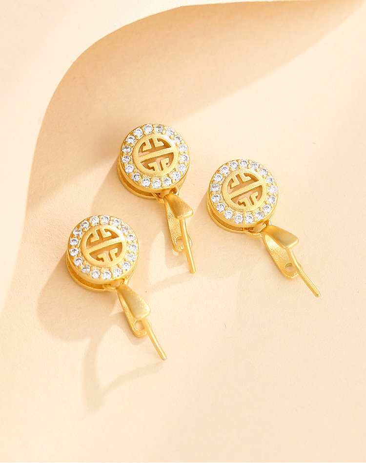 s925纯银古法吊坠扣头diy银扣头吊坠扣镶嵌蜜蜡翡翠沙金吊坠空托