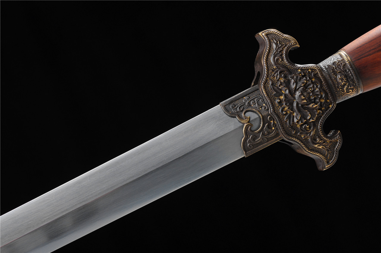 吉祥花纹钢牡丹宝剑传统手工锻制老厂直供长剑清剑硬剑未开刃