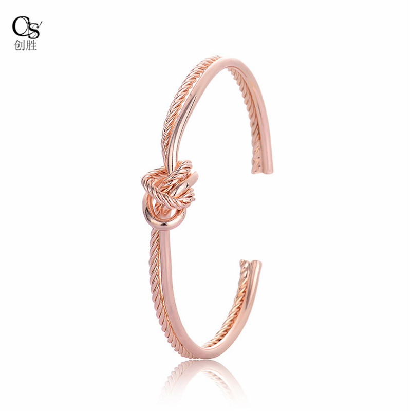 欧美热销手镯饰品 钛钢打结手镯 双线同心锁手镯手环现货电商热卖