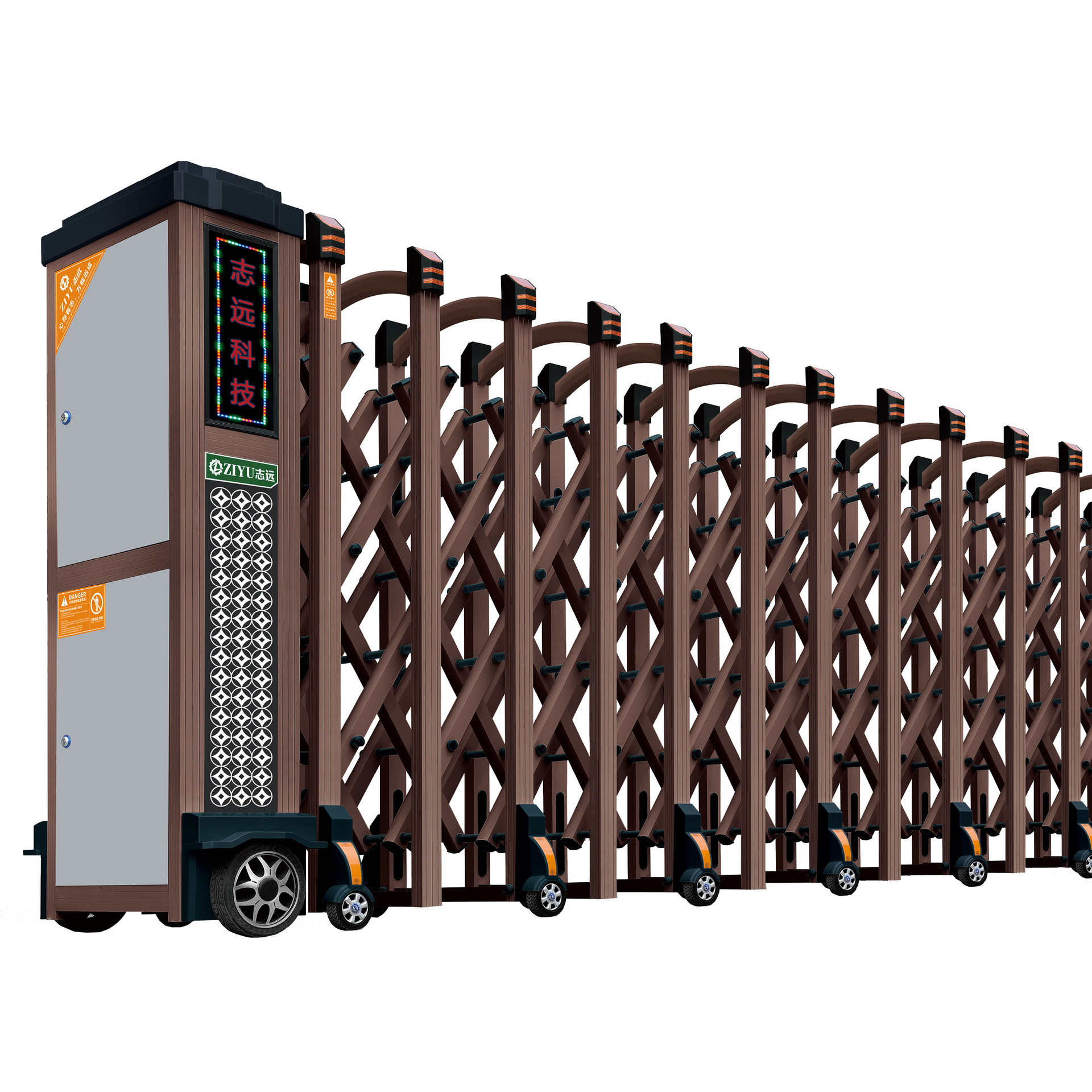 直供电动伸缩门 铝合金伸缩门学校小区无轨伸缩门 指导安装