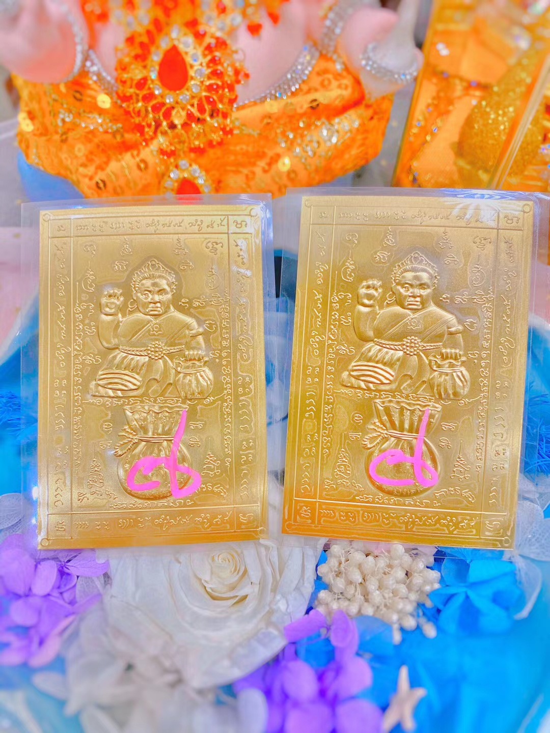 泰国佛牌真品 阿赞姜凯 发财女神 二哥丰 周恶天神 九尾弧仙符片