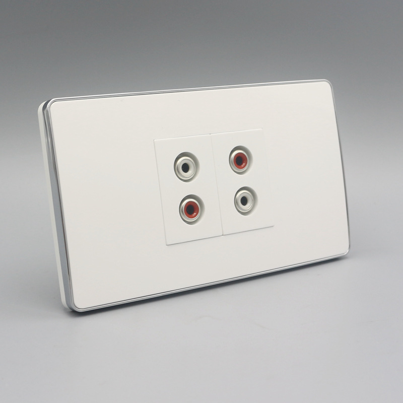 银边120型av音频面板 红白双孔莲花音频插座多媒体av音频莲花母座