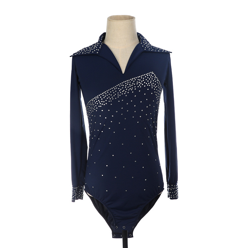 儿童成人花样滑冰服男表演服装比赛考级连体衣锦纶上衣