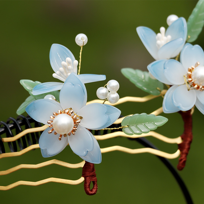 一件代发汉服头饰古风发饰发夹发簪边夹步摇手工缠花珠花配饰