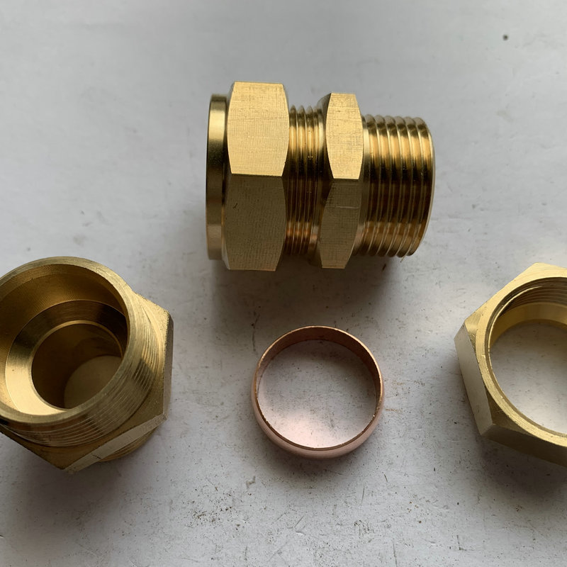 平板太阳能热水器铜管接头 全铜外丝卡套 铜管卡箍接头定制