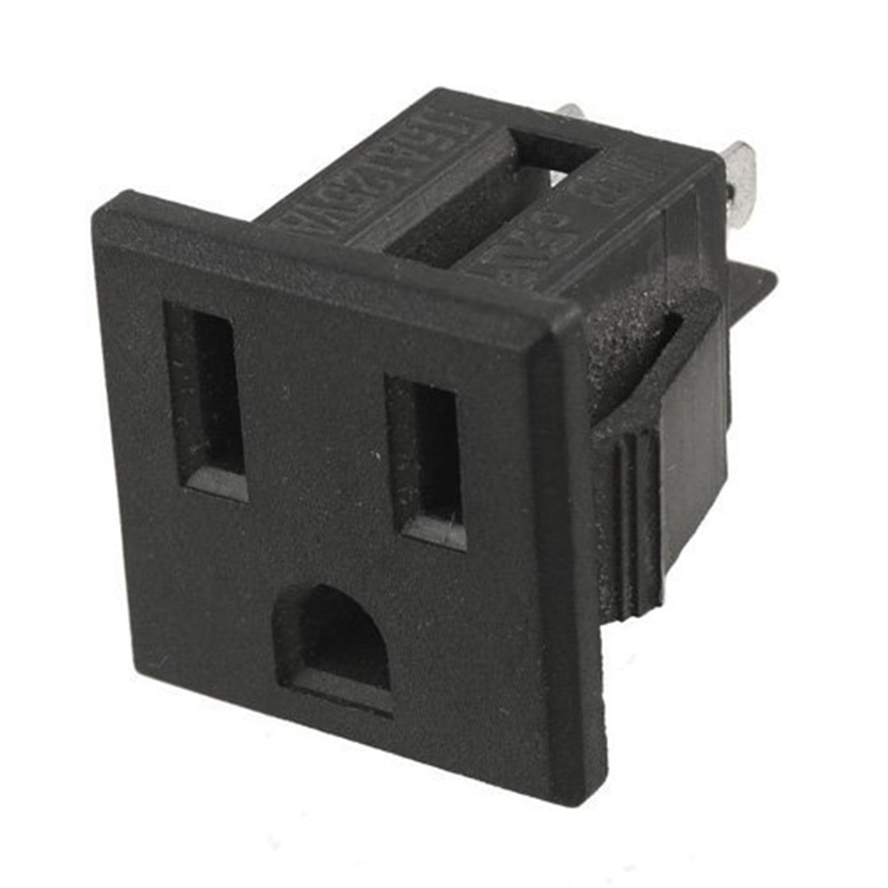 ac电源插座美标接插三孔接线座子工业卡入式bx6b两扁一圆全铜