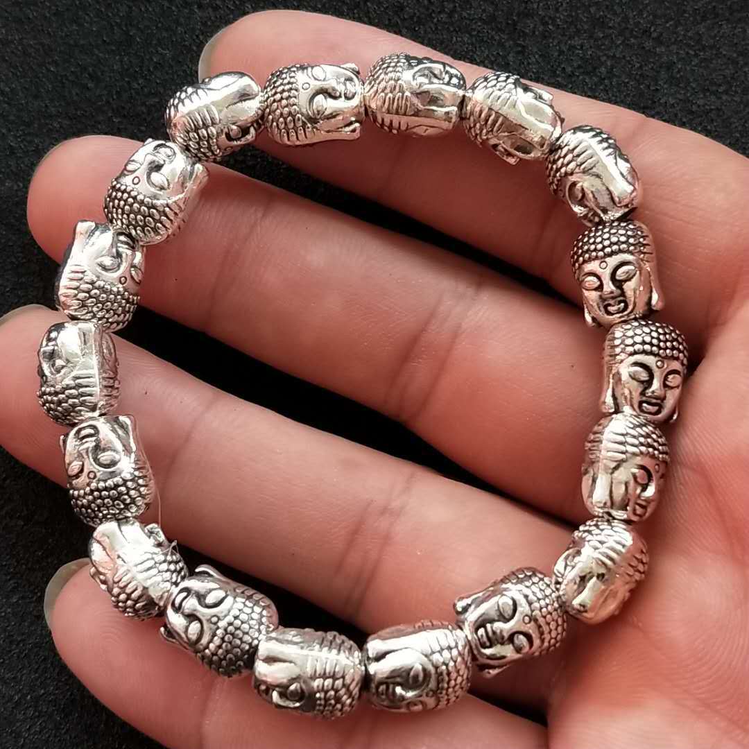 厂家批发新款藏银释加摩尼手链银饰手链手串批发地摊手链