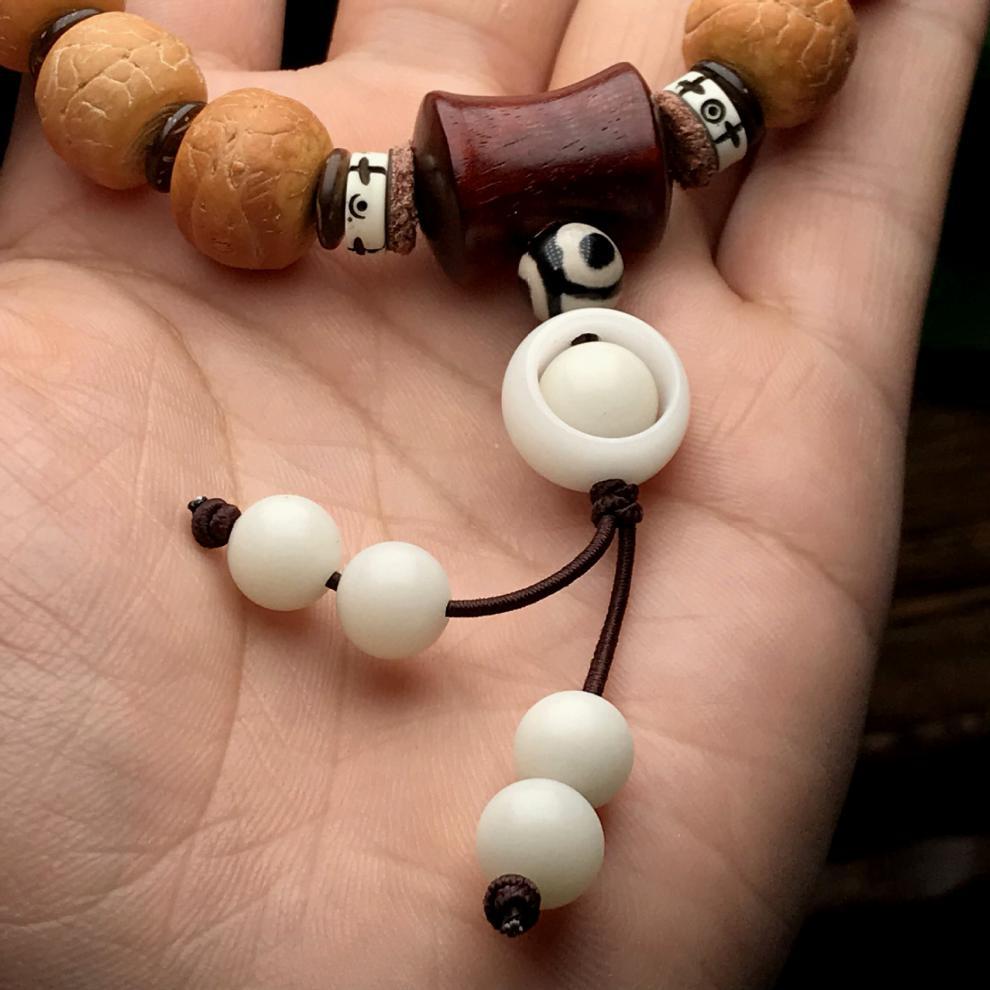 藏式尼泊尔大凤眼菩提子桶珠手串女红皮文玩佛珠手持1