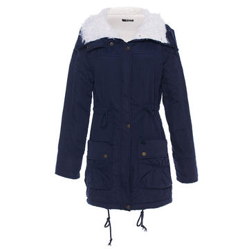 冬装新款中长款桃皮绒收腰加厚保暖棉衣外套宽松大码棉袄女-阿里巴巴