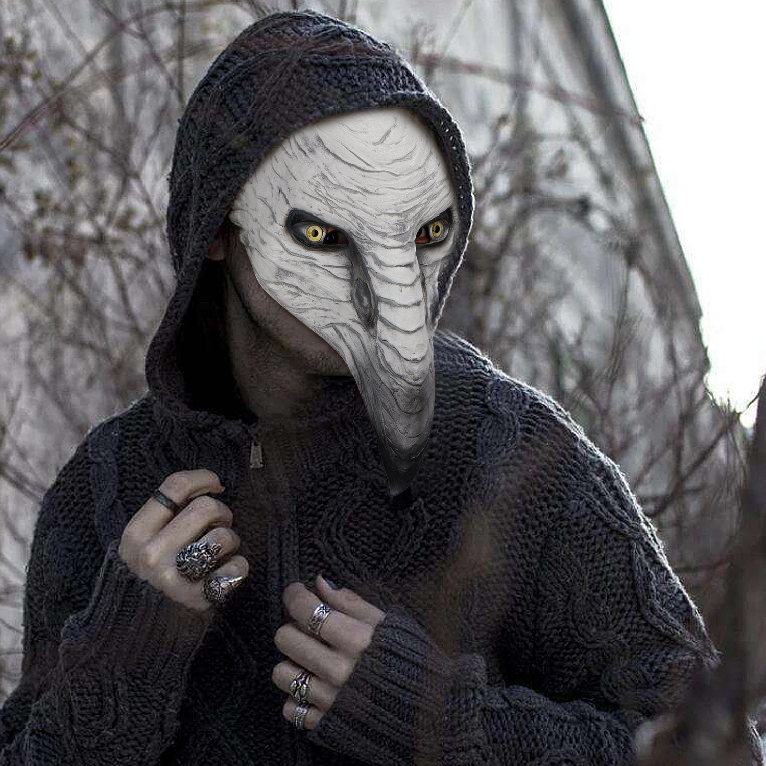 万圣节瘟疫医生面具mask 鹰嘴动物乳胶头套 cos防护面罩鸟嘴道具