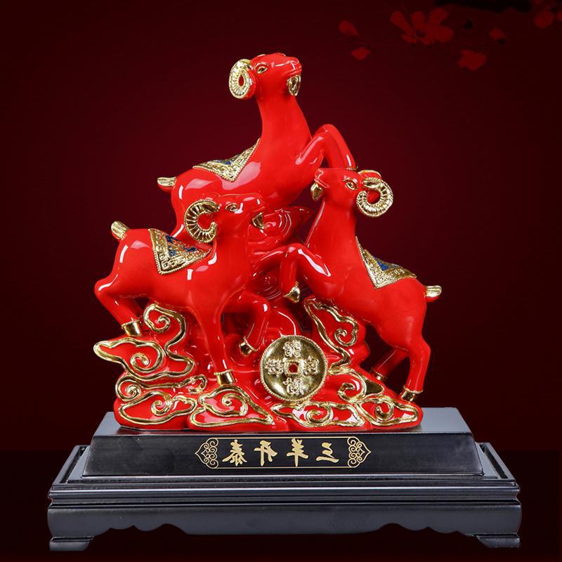 漆线雕三羊开泰招财镇宅摆件三阳开泰风水家居客厅酒柜装饰工艺品