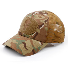 跨境专供新款迷彩棒球帽军迷战术帽户外登山野营遮阳帽刺绣网格帽