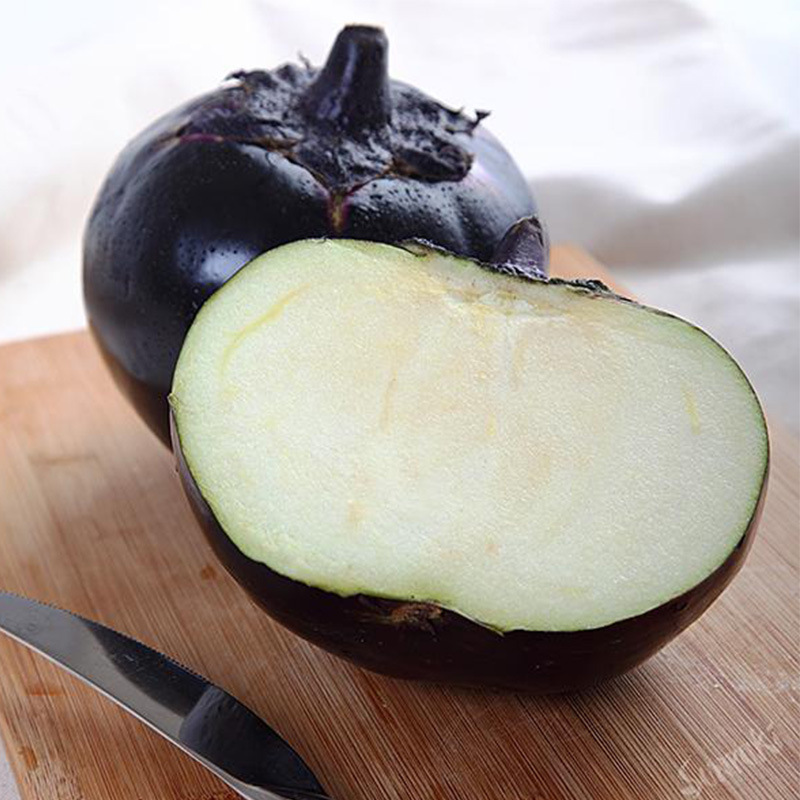 早熟紫圆茄子散装种子 农田菜地紫皮油亮肉白绿色脆嫩茄子蔬菜籽