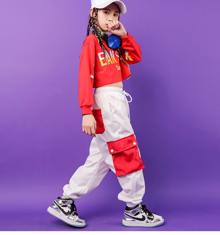 儿童爵士舞服装女童露脐装女孩jazz舞蹈服少儿嘻哈街舞套装演出服