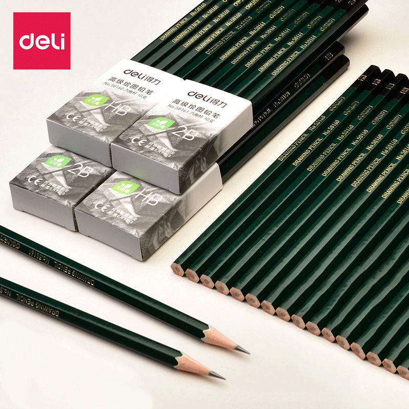得力hb/2b铅笔小学生儿童2比写字考试专用涂卡铅笔绘图绘画