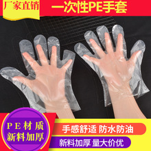 一次性手套塑料 餐饮食品家用透明PE薄膜加厚手套龙虾防油100只装